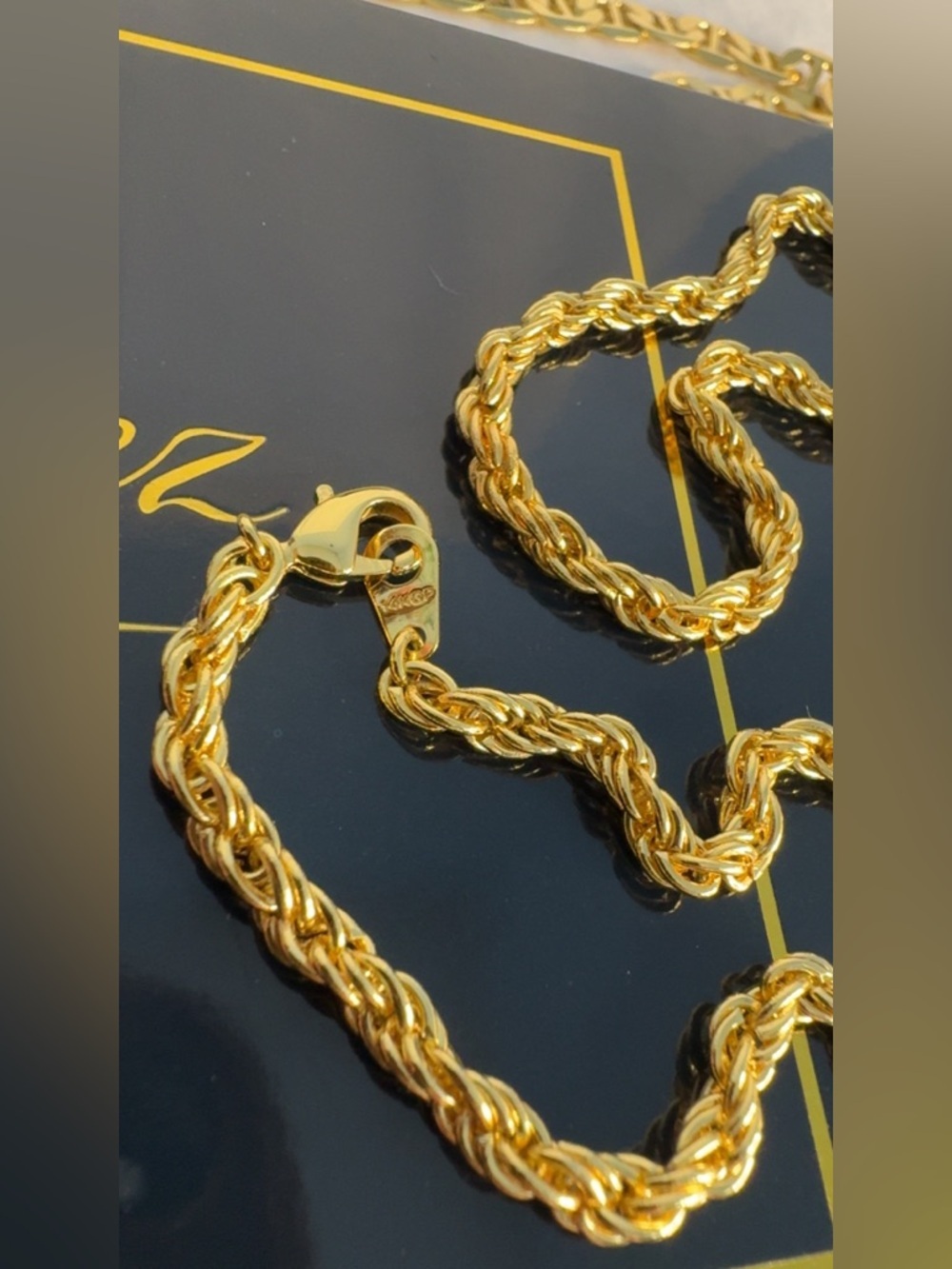 14KGP Rope Chain Necklace Gold Tone Classic 22.5” San Tropez Collezioni - Picture 5 of 9